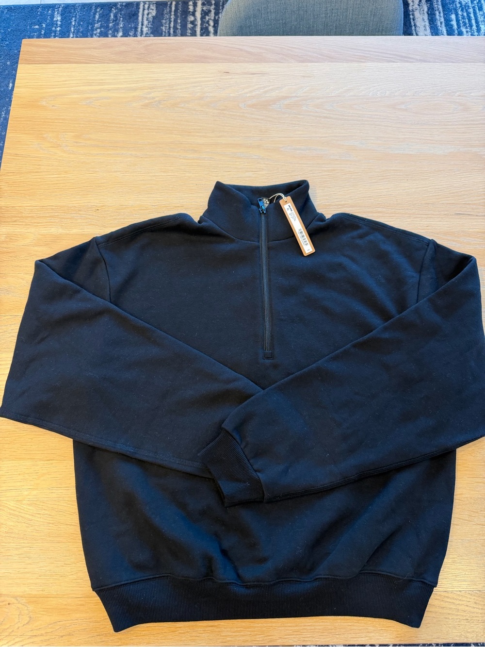 NWT SKIMS Cotton Fleece Half Zip Pullover in Size M in Onyx—Not Available Online